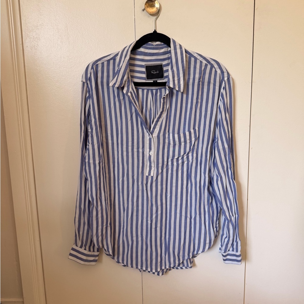 Rails Striped Blue and White Casual Button-Down Shirt